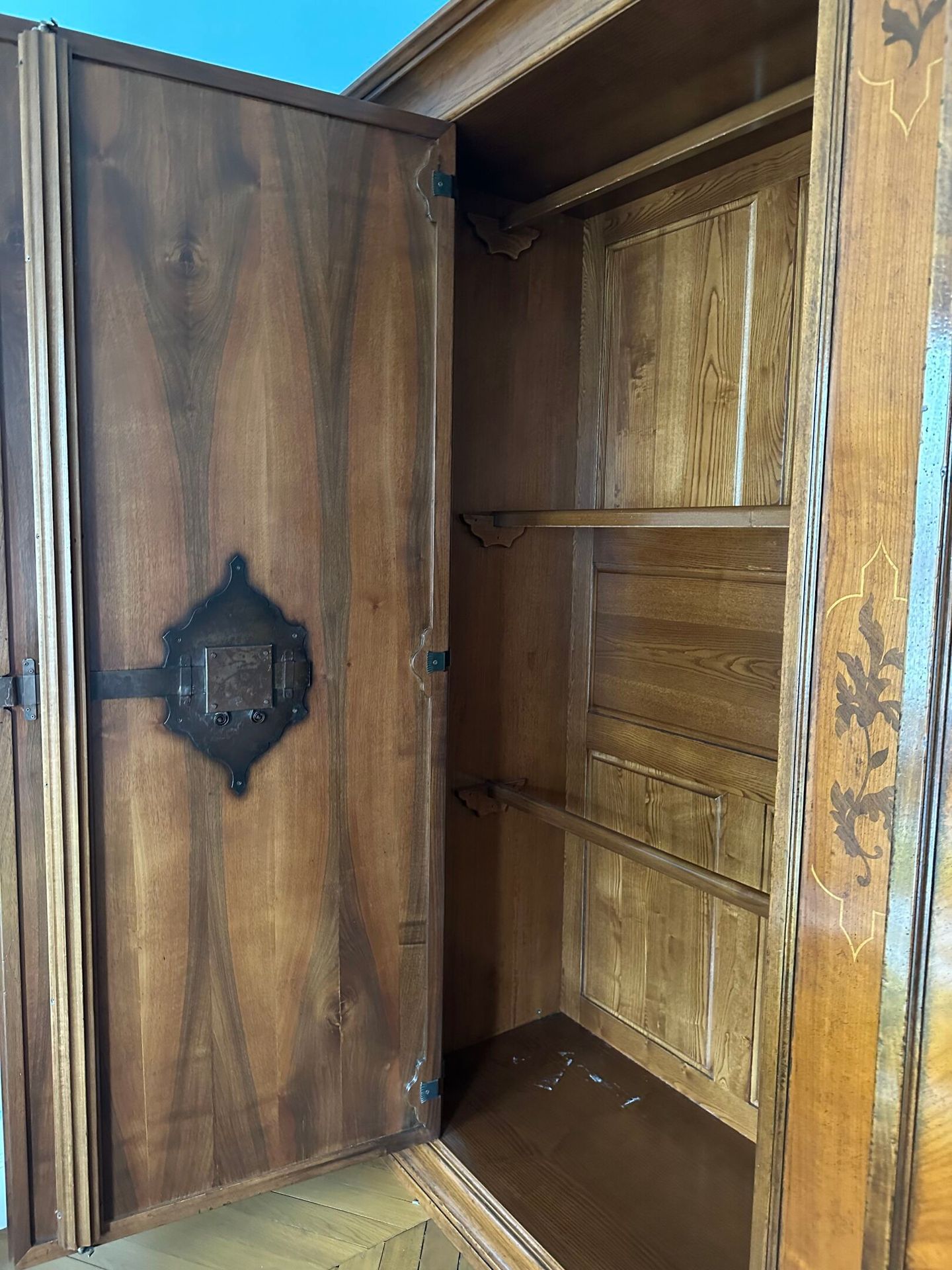 Wardrobe with Marquetry Panel Doors dated 1782 with Modern Carcass