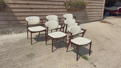Kai Kristiansen Model 42 Chairs Reupholstered in Cashmere Boucle